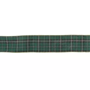 Northlight 2.5 in. x 16 yds. Green and Gold Plaid Wired Craft Ribbon