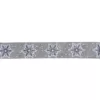 Northlight 2.5 in. x 16 yds. Grey and White Glitter Snowflake Wired Craft Ribbon