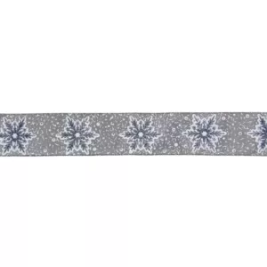 Northlight 2.5 in. x 16 yds. Grey and White Glitter Snowflake Wired Craft Ribbon