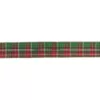 Northlight 2.5 in. x 16 yds. Red and Green Plaid with Metallic Gold Wired Christmas Ribbon