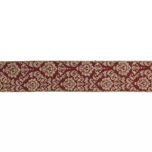 Northlight 2.5 in. x 16 yds. Burgundy and Gold Damask Christmas Wired Craft Ribbon