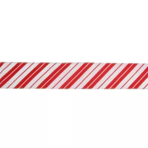 Northlight 2.5 in. x 16 yds. Iridescent Candy Cane Diagonal Stripe Wired Craft Ribbon