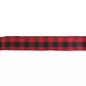 Northlight 2.5 in. x 16 yds. Red and Black Buffalo Plaid Wired Craft Ribbon