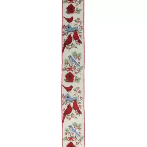 Northlight 2.5 in. x 16 yds. Red Cardinals and Blue Bird Wired Craft Ribbon