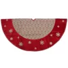 Northlight 60 in. Burlap Glittered Snowflake Rustic Christmas Tree Skirt with Red Velvet Trim