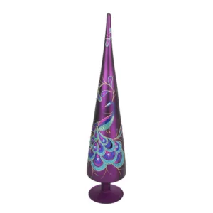 Northlight 18.5 in. Regal Peacock Purple with Teal and Blue Glitter and Gem Glass Finial Christmas Tree Topper