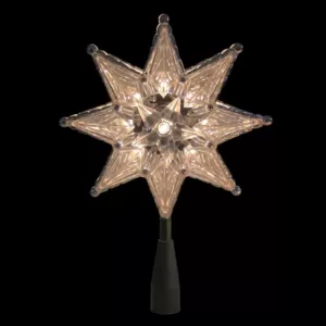 Northlight 8 in. Silver Mosaic 8-Point Star Christmas Tree Topper - Clear Lights