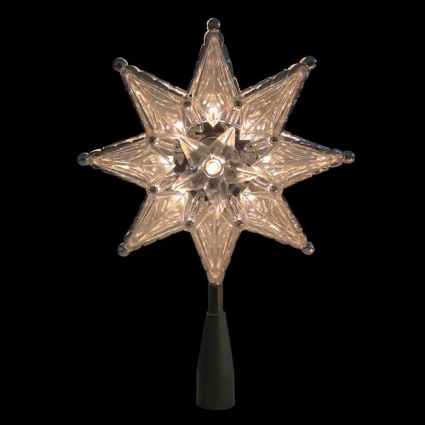 Northlight 8 in. Silver Mosaic 8-Point Star Christmas Tree Topper - Clear Lights