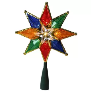 Northlight 8 in. Multi-Color Mosaic 8-Point Star Christmas Tree Topper - Clear Lights