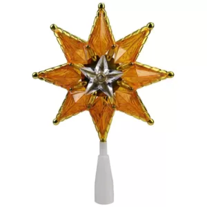 Northlight 8 in. Gold Mosaic 8-Point Star Christmas Tree Topper - Clear Lights