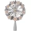 Northlight 7 in. Silver Tinsel Snowflake Starburst Christmas Tree Topper - Clear Lights