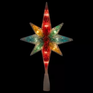 Northlight 10.75 in. Multi-Color Faceted Star of Bethlehem Christmas Tree Topper - Clear Lights