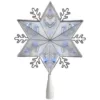 Northlight 10 in. Silver 8-Point Snowflake Christmas Tree Topper - Blue Lights