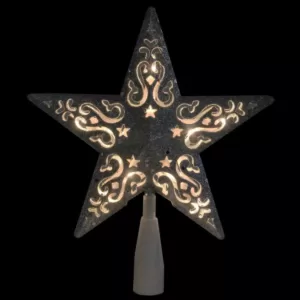 Northlight 8.5 in. Silver Glitter Star Cut-Out Design Christmas Tree Topper - Clear Lights