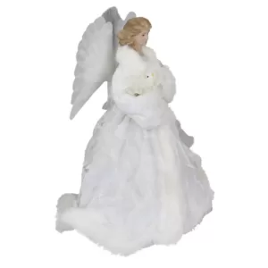 Northlight 13 in. Lighted B/O Fiber Optic Angel with White Gown Christmas Tree Topper