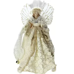 Northlight 16 in. Lighted B/O Fiber Optic Angel in Golden Sequined Gown Christmas Tree Topper