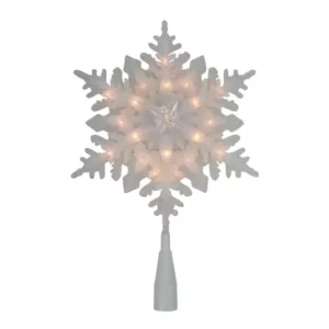 Northlight 10 in. Lighted White Snowflake Christmas Tree Topper with Clear Lights