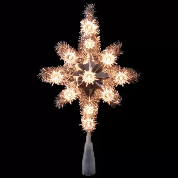 Northlight 11 in. Silver Tinsel Star of Bethlehem Christmas Tree Topper in Clear Lights