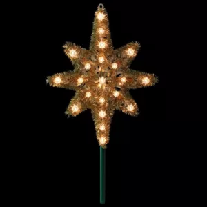 Northlight 21 in. Gold Tinsel Star of Bethlehem Christmas Tree Topper in Clear Lights