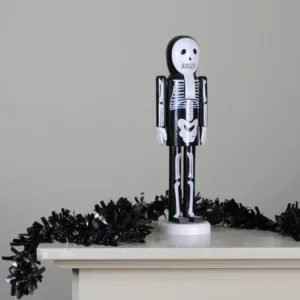 Northlight 14 in. Black and White Skeleton Wooden Halloween Nutcracker