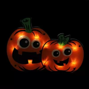 Northlight 11.5 in. Lighted Jack-O-Lantern Pumpkin Couple Window Silhouette