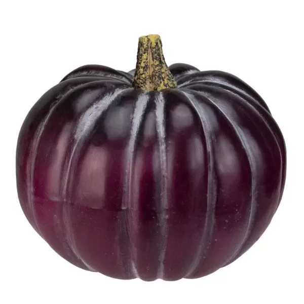 Northlight 9 in. H x 10.5 in. W Dark Purple Round Pumpkin Fall Harvest Table Top Decoration