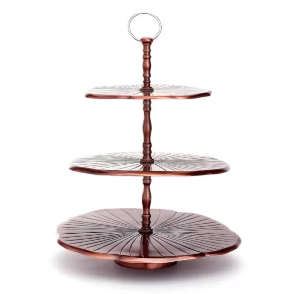 Old Dutch 3-Tier 17 in. H Antique Copper Aluminum "Lily Pad" Dessert Server