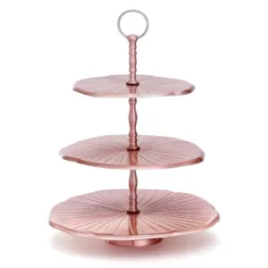 Old Dutch 3-Tier 17 in. H Rose Gold Aluminum "Lily Pad" Dessert Server