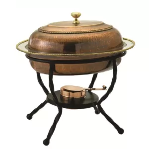 Old Dutch 6 qt. 16.5 in. x 12.75 in. x 19 in. Oval Antique Copper over Stainless Steel Chafing Dish