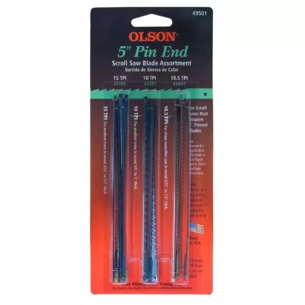 Olson Saw 5 in. L Plain End Scroll Saw Blades with 20 TPI Skip Tooth Universal Number 2 Blades