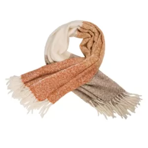 Glitzhome 60 in. L x 50 in. W 780g Orange and White Woven Acrylic Striped Jacquard Throw