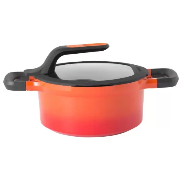 BergHOFF GEM Stay Cool 3 qt. Cast Aluminum Nonstick Casserole Dish in Orange with Glass Lid