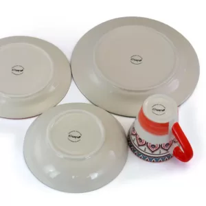 Elama Zen 16-Piece Casual Orange Stoneware Dinnerware Set (Service for 4)