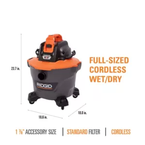 RIDGID 9 Gal. Cordless Wet/Dry Shop Vacuum with Two 18-Volt OCTANE 3.0 Ah Lithium-Ion Batteries and Charger