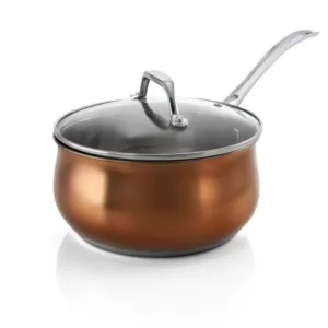 Oster Carabello 2.6 qt. Stainless Steel Nonstick Sauce Pan in Copper with Glass Lid