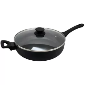 Oster Ashford 5 qt. Aluminum Nonstick Saute Pan in Black with Glass Lid