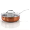 Oster Carabello 3.5 qt. Stainless Steel Nonstick Saute Pan in Copper with Glass Lid