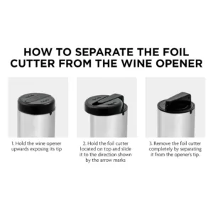 Ovente Modern Silver Wine Opener with Foil Cutter, LED, Cordless Stainless Steel (WO1381S)