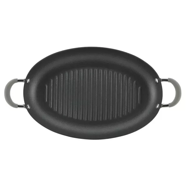 Circulon Elementum 15 in. Hard-Anodized Aluminum Nonstick Grill Pan in Oyster Gray