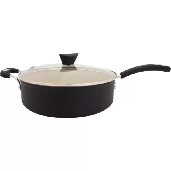 Ozeri Stone Earth 5.3 qt. Aluminum Ceramic Nonstick Sauce Pan in Lava Black with Glass Lid