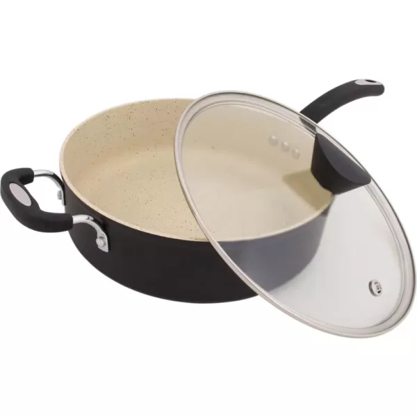 Ozeri Stone Earth 5.3 qt. Aluminum Ceramic Nonstick Sauce Pan in Lava Black with Glass Lid