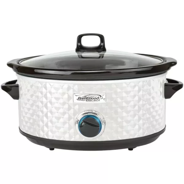 Brentwood Appliances Diamond 7 Qt. Pearl Slow Cooker with Tempered Glass Lid