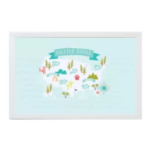 Petal Lane Alexa United States Map Art Board, White Frame, Magnetic Memo Board