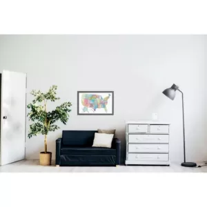 Petal Lane Watercolor Us Map, Ebony Frame, Magnetic Memo Board