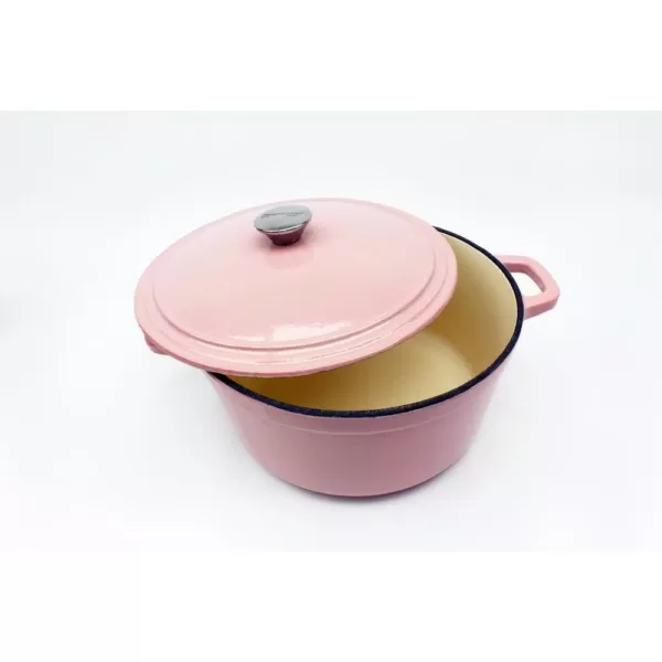 BergHOFF Neo 7 qt. Round Cast Iron Casserole Dish in Pink with Lid