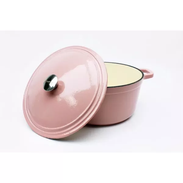 BergHOFF Neo 7 qt. Round Cast Iron Casserole Dish in Pink with Lid