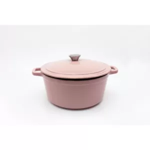 BergHOFF Neo 7 qt. Round Cast Iron Casserole Dish in Pink with Lid