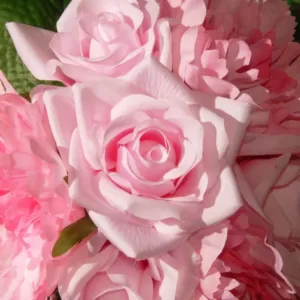 National Tree Company 12.2 in. Mixed Pink Rose and Peony Bouquet