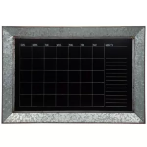 Pinnacle Rustic Galvanized Calendar Silver Chalkboard Memo Board