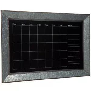 Pinnacle Rustic Galvanized Calendar Silver Chalkboard Memo Board